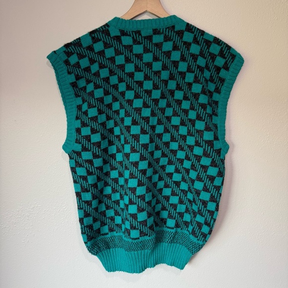 Vintage Concrete Mix Men’s Sweater Vest – Teal/Black – Size XL – NWT - Picture 4 of 4